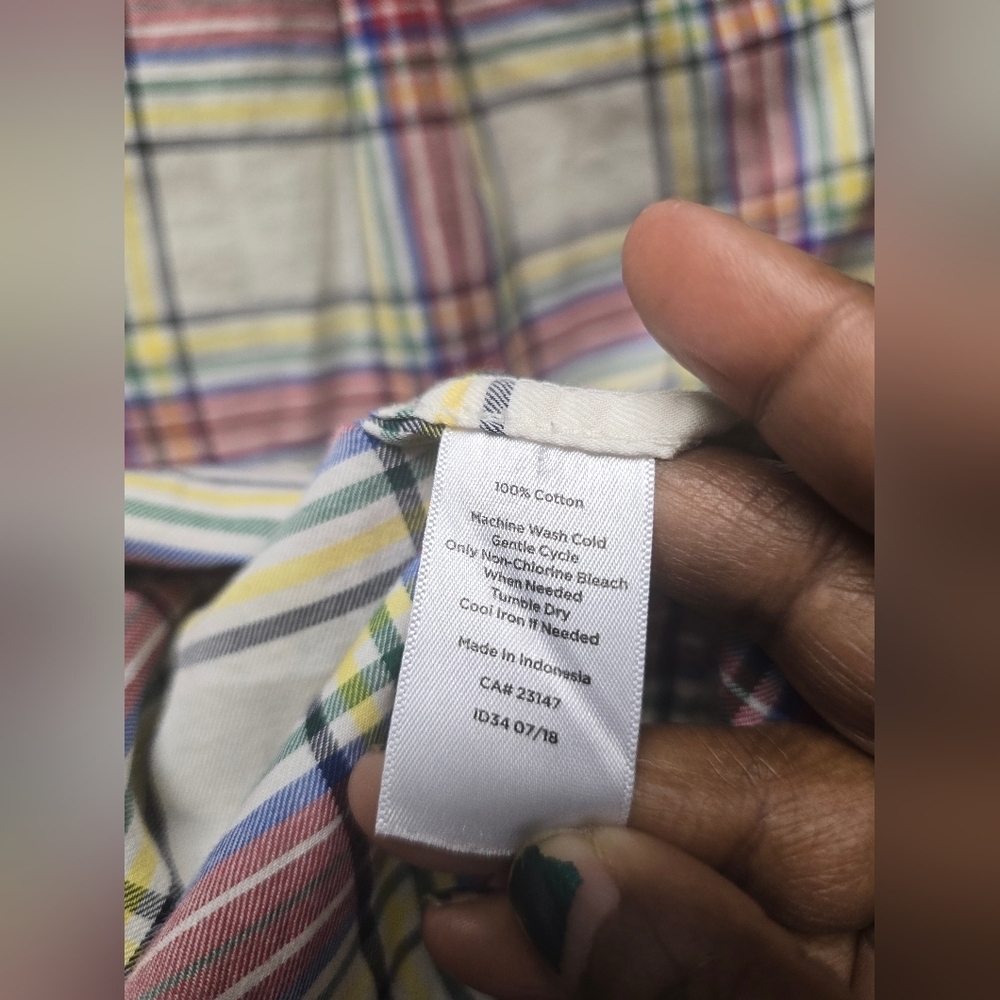 Talbots Classic Cotton Shirt - Windowpane Plaid Sz. XS - Picture 7 of 8